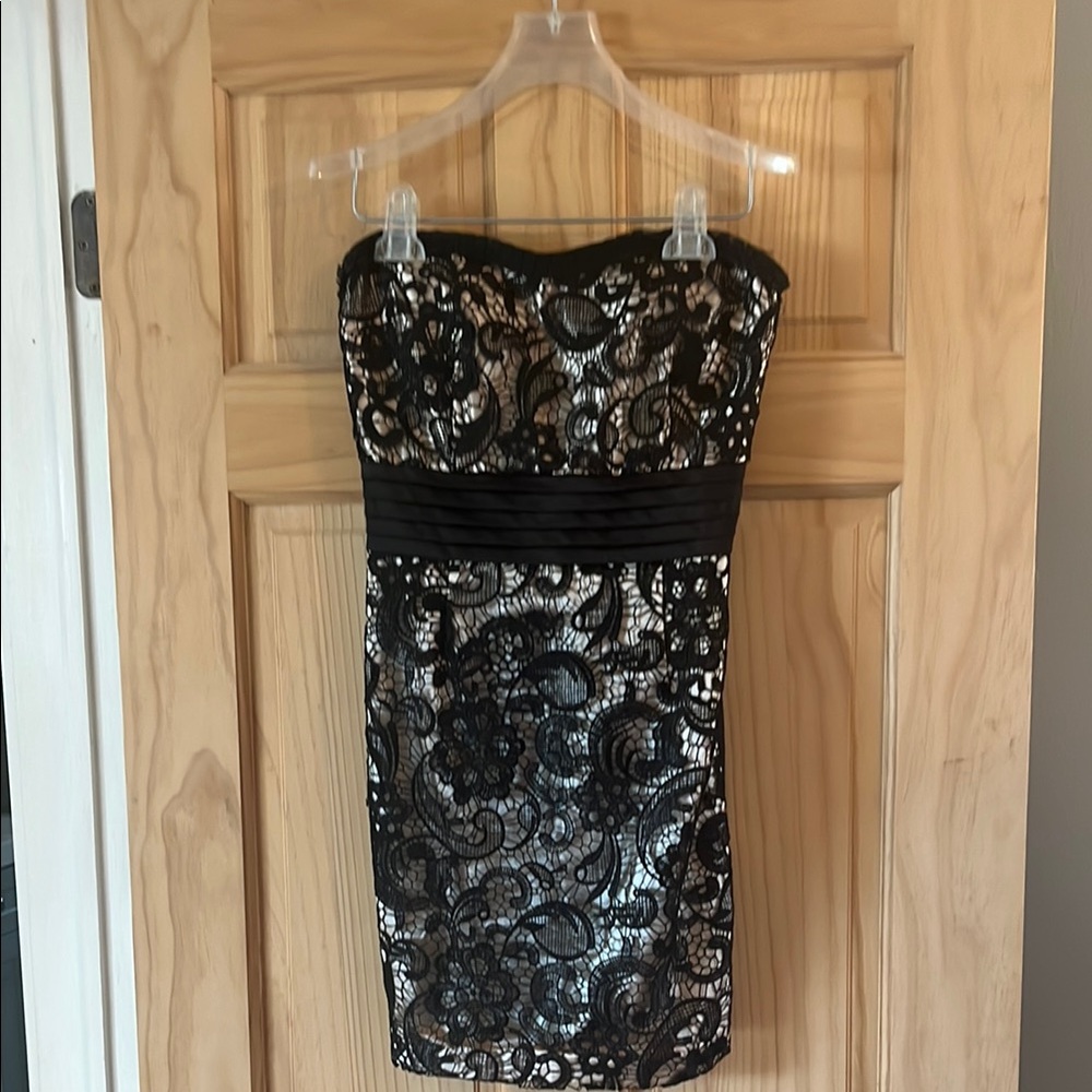 Elegant Black Lace Strapless Dress